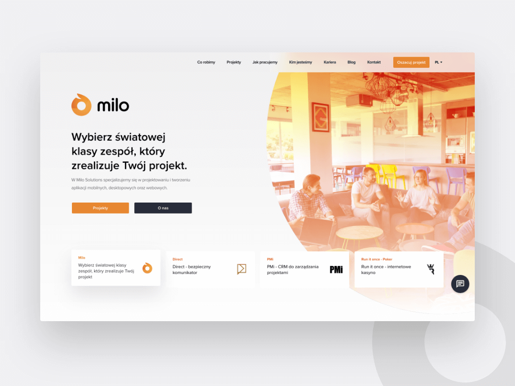 Milo website - main page