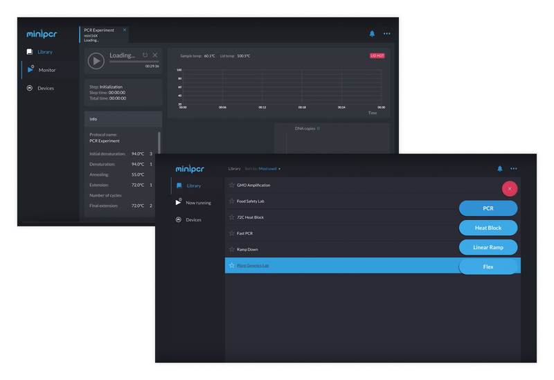 miniPCR Software Screenshots