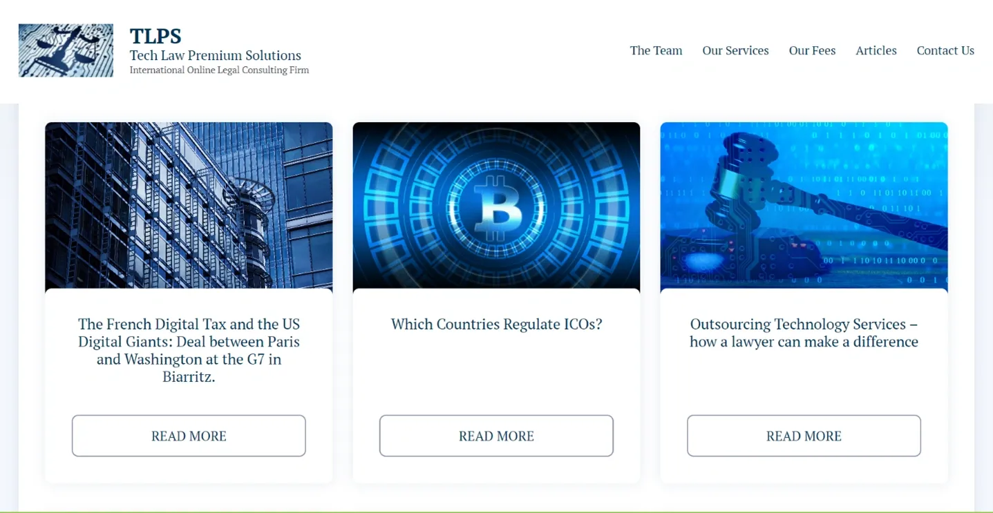 Tech Law Premium Solutions Website Screenshot