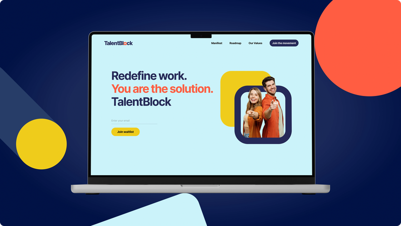 Talent Block Landing Page Mockup